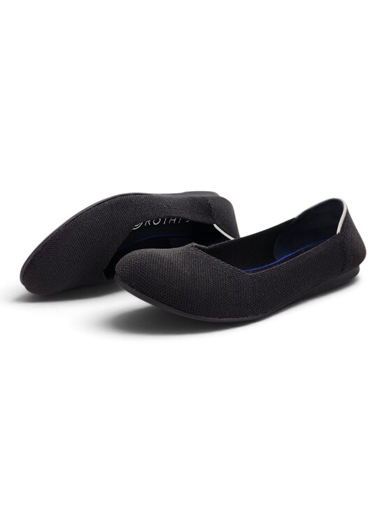 Rothy's Shoes - Rothy's The Flat Black Retired White Halo Round-Toe Slip-On Flats